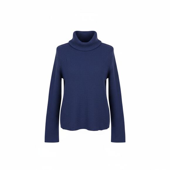 Vintage H By Halston 100% EF Merino Wool Cowl Neck Navy Sweater Women's Size M - Picture 1 of 5